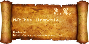 Méhes Mirandola névjegykártya